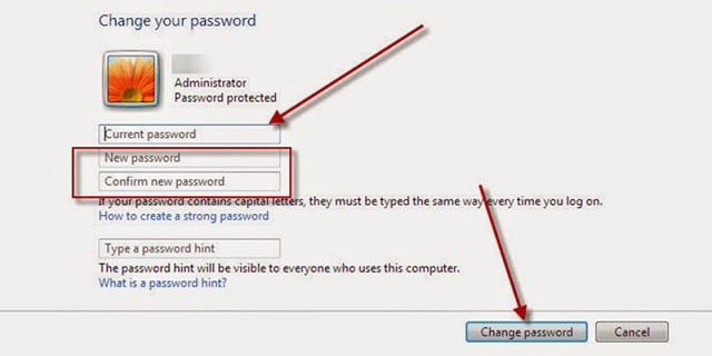 Đặt password win 7