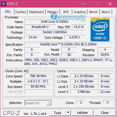 Kiểm tra cấu hình máy tính win 10 bằng CPU