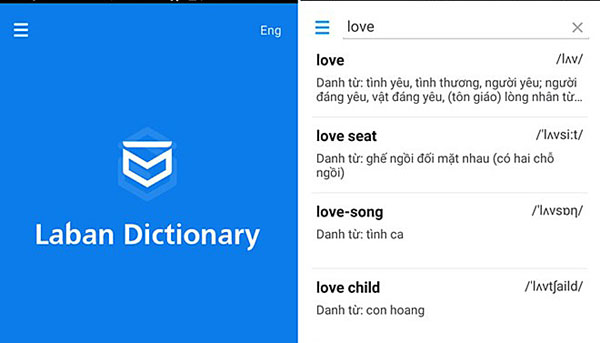 Từ điển Anh- Việt trên điện thoại Laban
